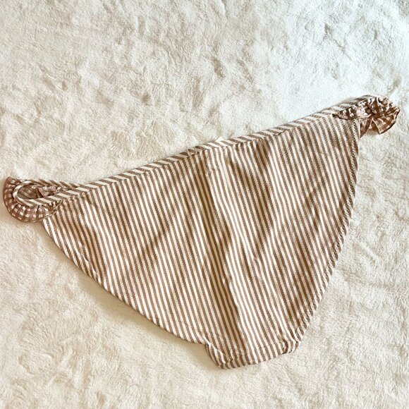 NWT Aerie Tan Seersucker Bikini Bottom - Size: Large - Picture 4 of 6